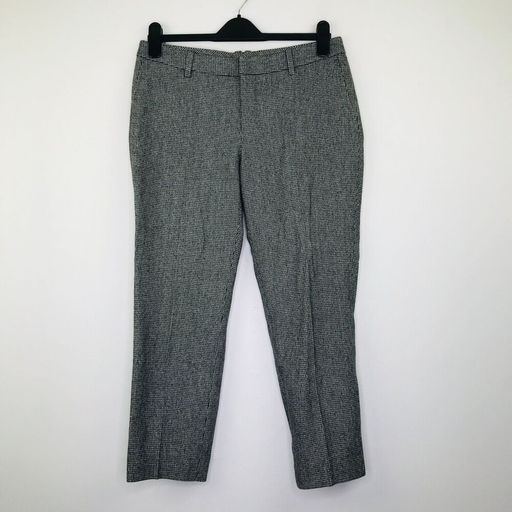 SuitSupply Women's 38S Dress Pants Gray Wool Flannel Houndstooth Tapered BQ22